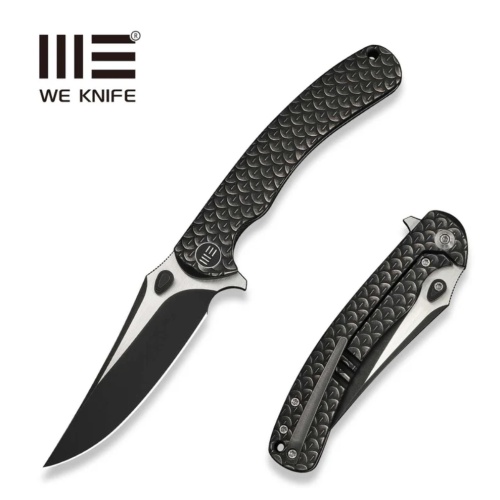 WE KNIFE 3.58" Folding Plain Black Stonewashed M390 Steel Blade, Black Handle (NO RESERVE)