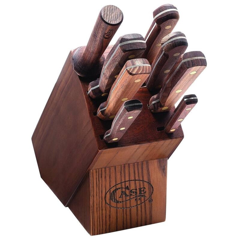 Case Household Cutlery Set Plain/Serrated Satin Tru-Sharp SS Blade Walnut Handle 9 Piece (NO RESERVE)