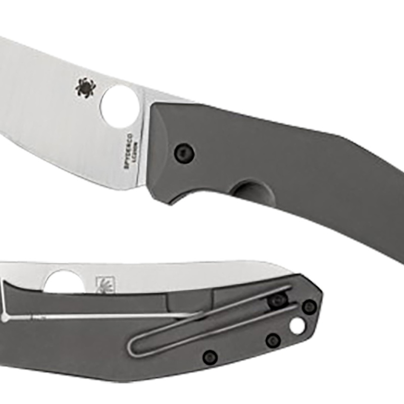 Spyderco SpydieChef™ Salt 3.32" Folding Plain LC200N Blade Satin Titanium Handle Includes Pocket Clip (NO RESERVE)