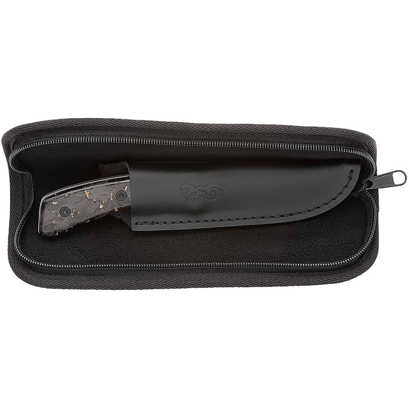 Browning Rock 3.50" Fixed Drop Point Plain Acid Etch Damascus Blade, Carbon Fiber Handle